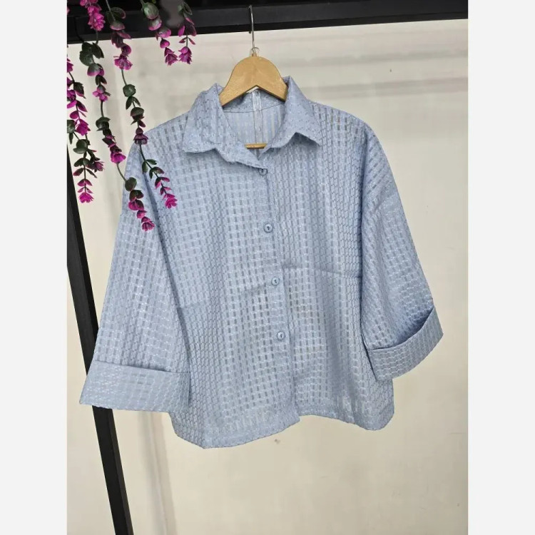 شومیز باکسی حصیری ژاکارد ابریشم فری سایز 36 تا 46 زنانه