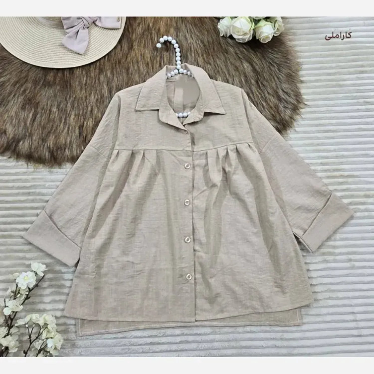 مانتو عروسکی سینه چین شانتون طرحدار فری سایز تا 48