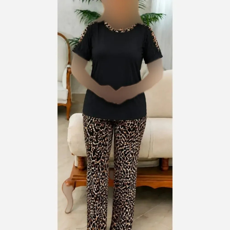 ست تیشرت و شلوار زنانه مدل پرنس جنس ویسکوز کش فری سایز 38 تا 48