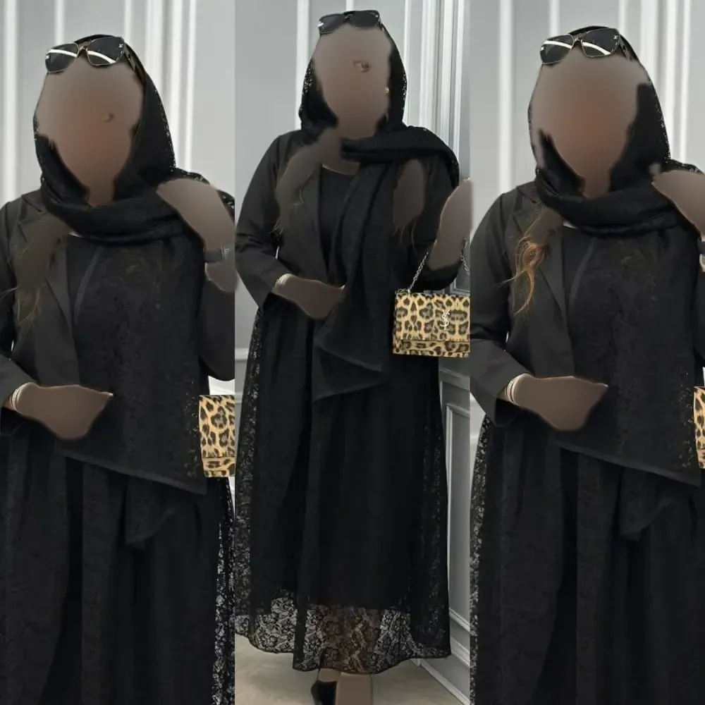سه تیکه نیایش مشکی کت مازراتی شال تور نواردوزی دامن دانتل فری38_46