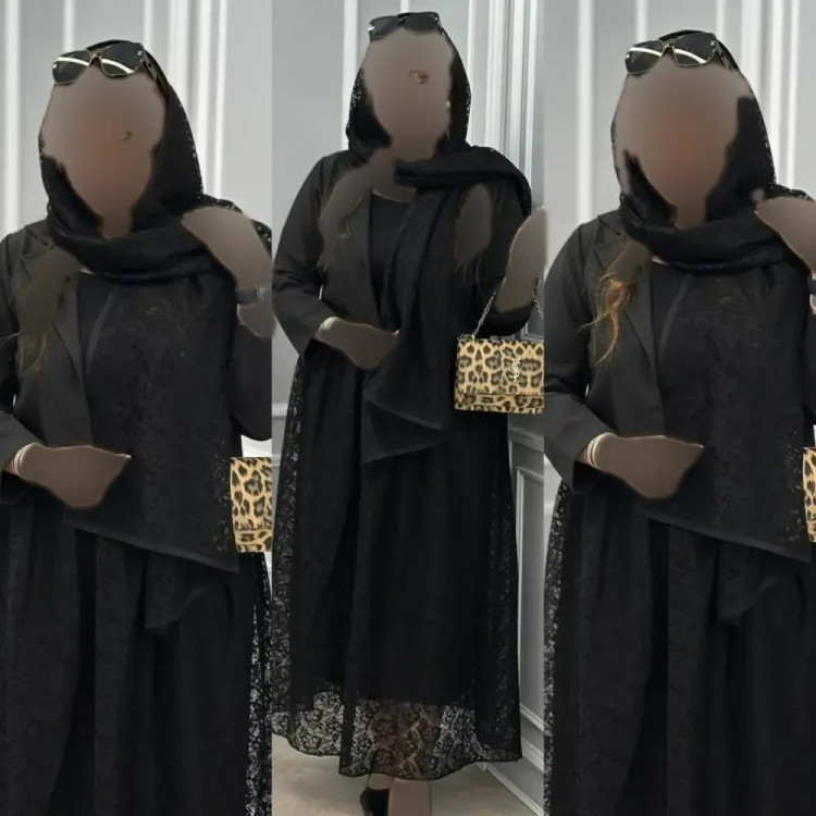 سه تیکه نیایش مشکی کت مازراتی شال تور نواردوزی دامن دانتل فری38_46
