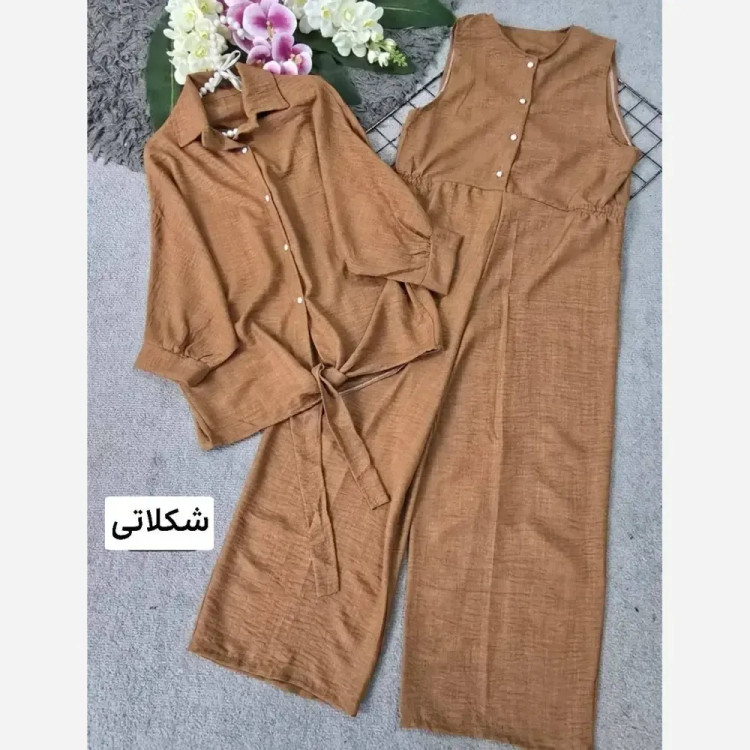 ست شومیز و اورال زنانه مدل نوژان جنس شانتون فری سایز 36 تا 46