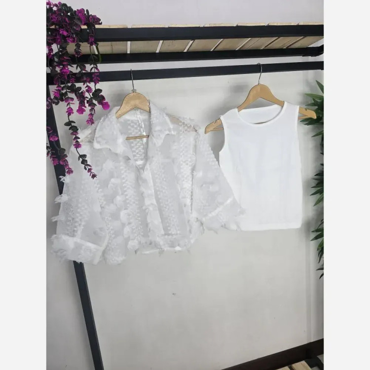 ست تاپ و رویه زنانه مدل شیشه ای جنس فانریپ و یاخما فری سایز 36 تا 46