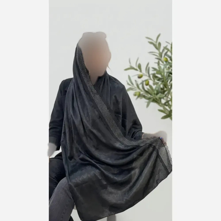 شال مجلسی السا جنس کوپرا لب دانتل و نگیندار ابعاد 180 در 73 سانتیمتر
