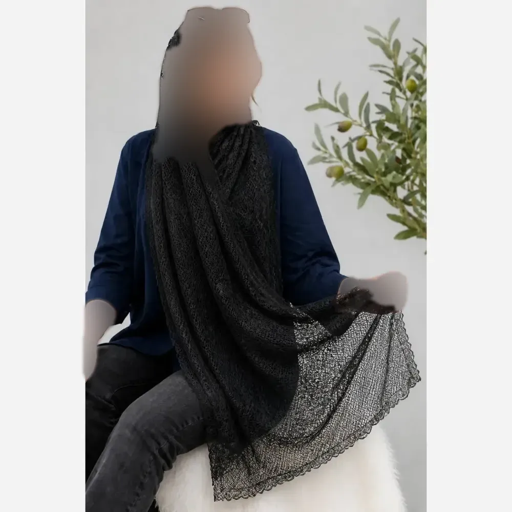 شال مجلسی گیپور دانتل زنانه ابعاد 180 در 75 سانتیمتر