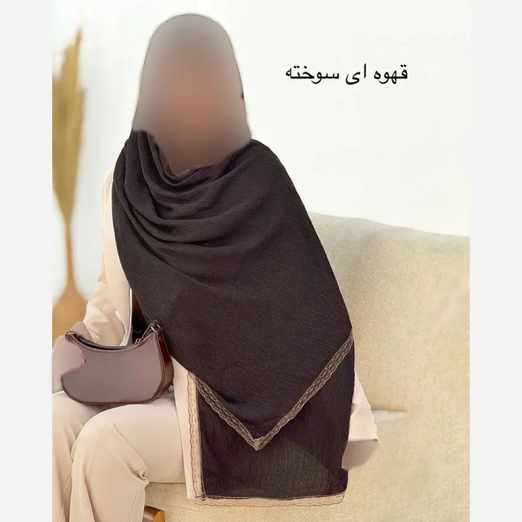 شال پلیسه لبه توری مجلسی قواره بزرگ ابعاد 180 در 75 سانتیمتر