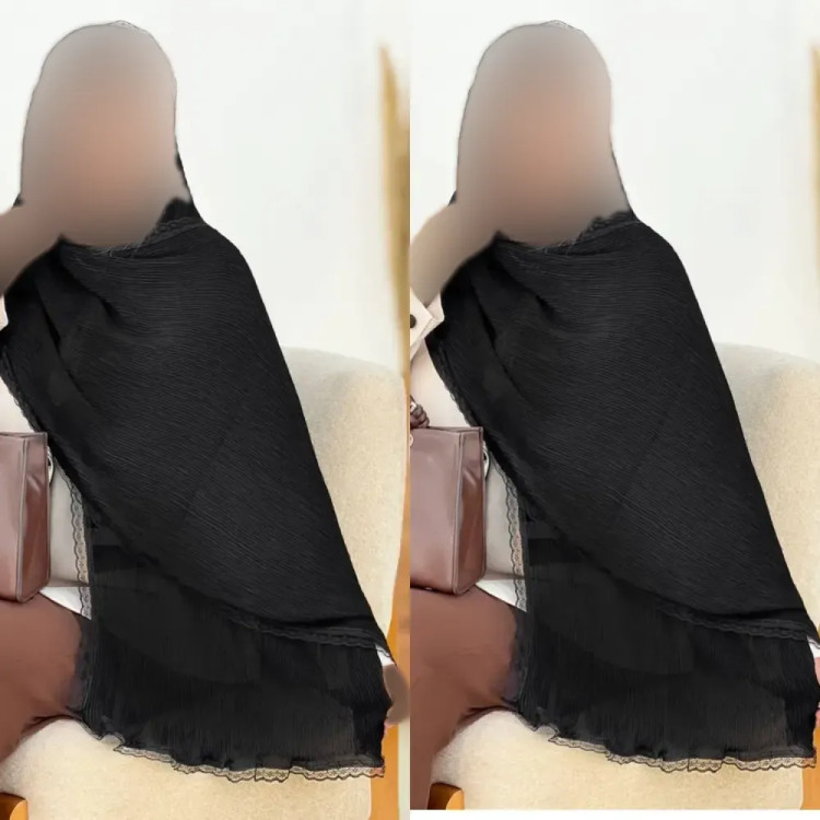 شال پلیسه لبه توری مجلسی قواره بزرگ ابعاد 180 در 75 سانتیمتر