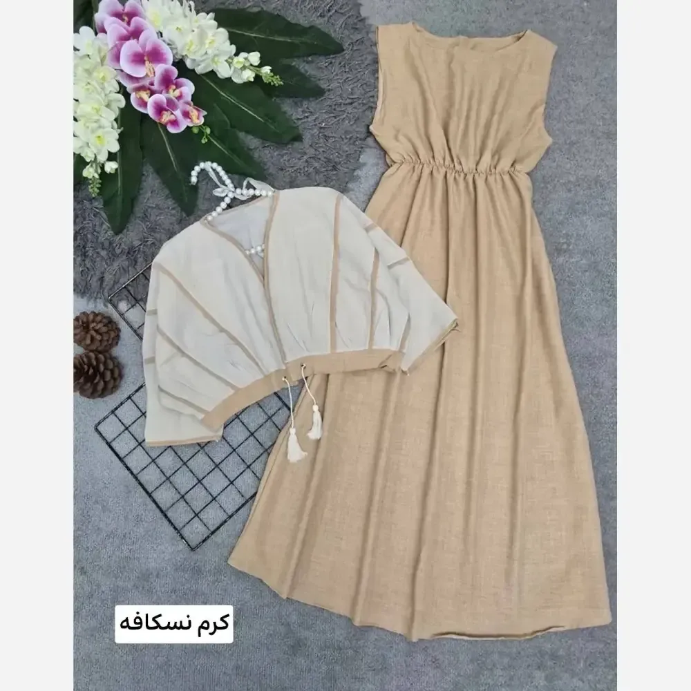ست سارافون شانتون و کراپ لنین زنانه فری سایز 36 تا 46