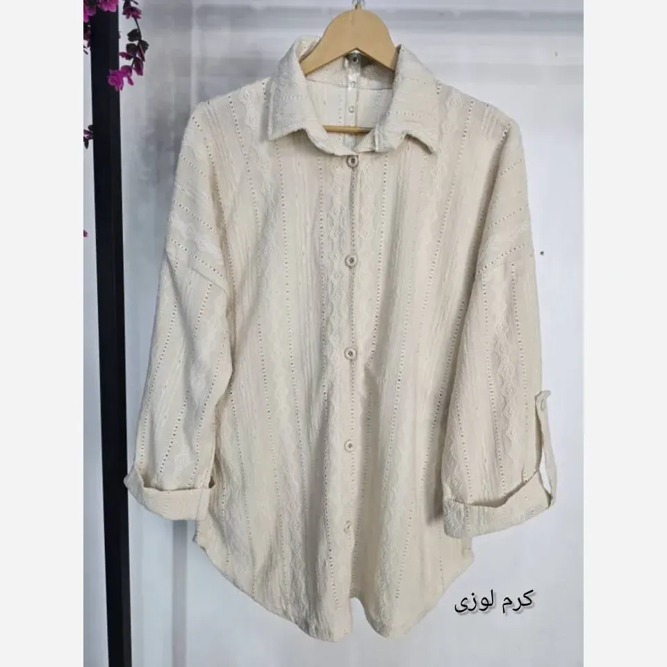 شومیز مراکشی ابریشم زنانه مدل گندم آستین سه ربع فری سایز 36 تا 46