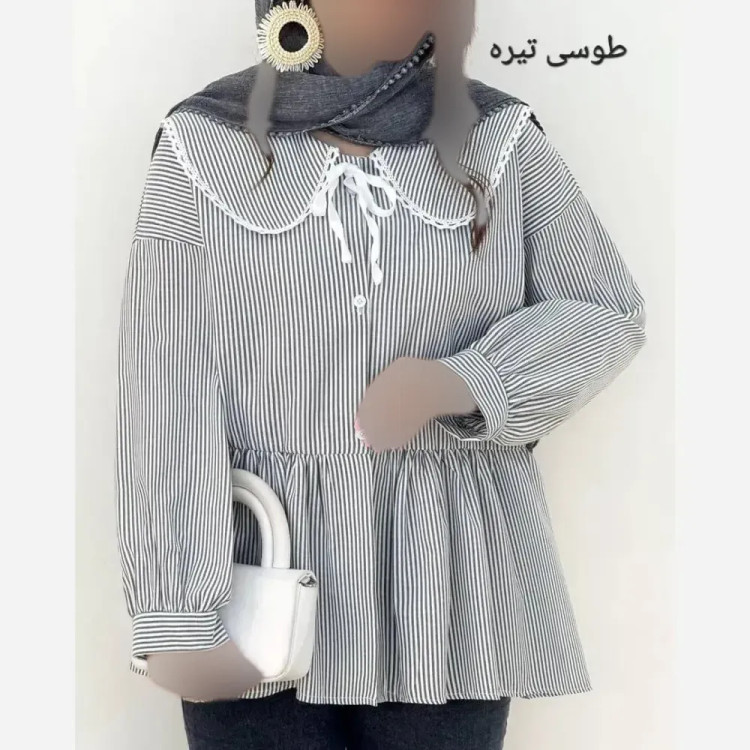 شومیز یقه BB نخی خارجی زنانه فری سایز مناسب 36 تا 46