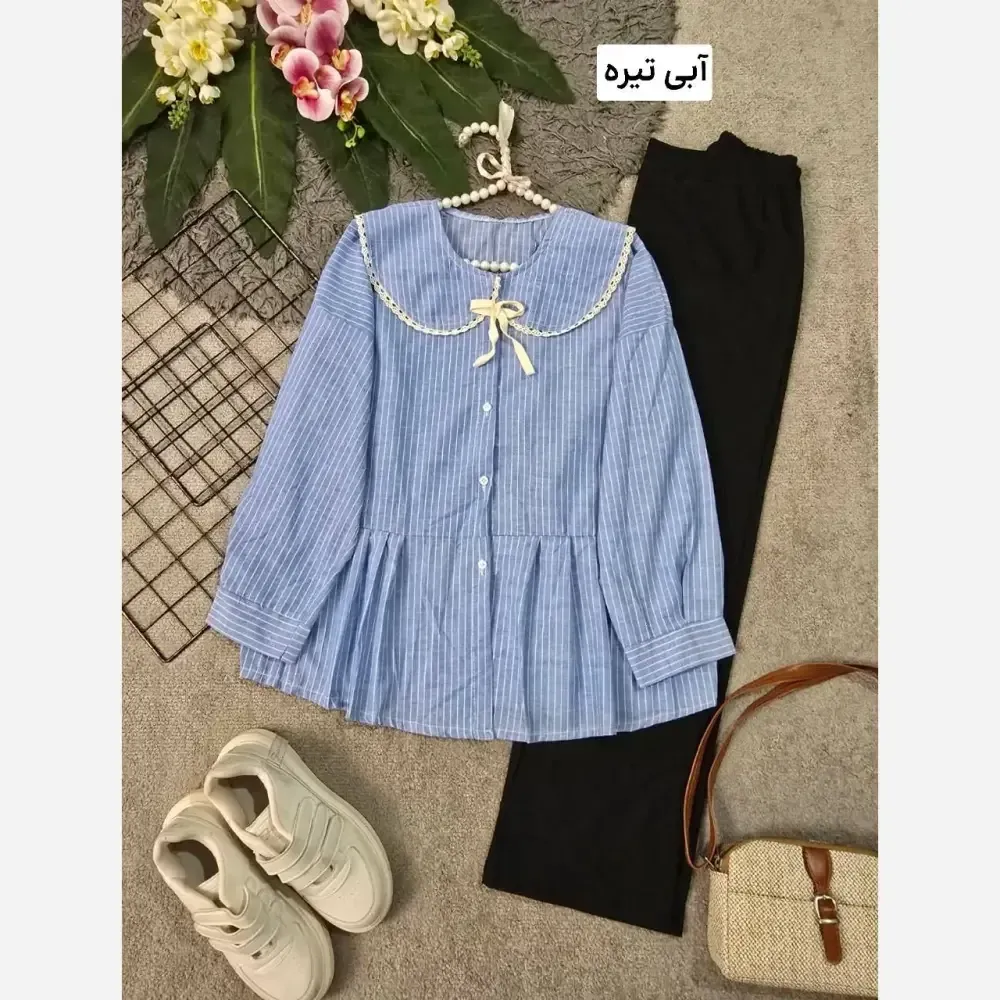 شومیز یقه BB نخی خارجی زنانه فری سایز مناسب 36 تا 46