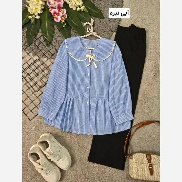 شومیز یقه BB نخی خارجی زنانه فری سایز مناسب 36 تا 46