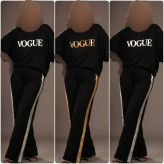ست تیشرت و شلوار زنانه مدل VOGUE جنس اسپان کش فری سایز