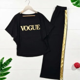 ست تیشرت و شلوار زنانه مدل VOGUE جنس اسپان کش فری سایز