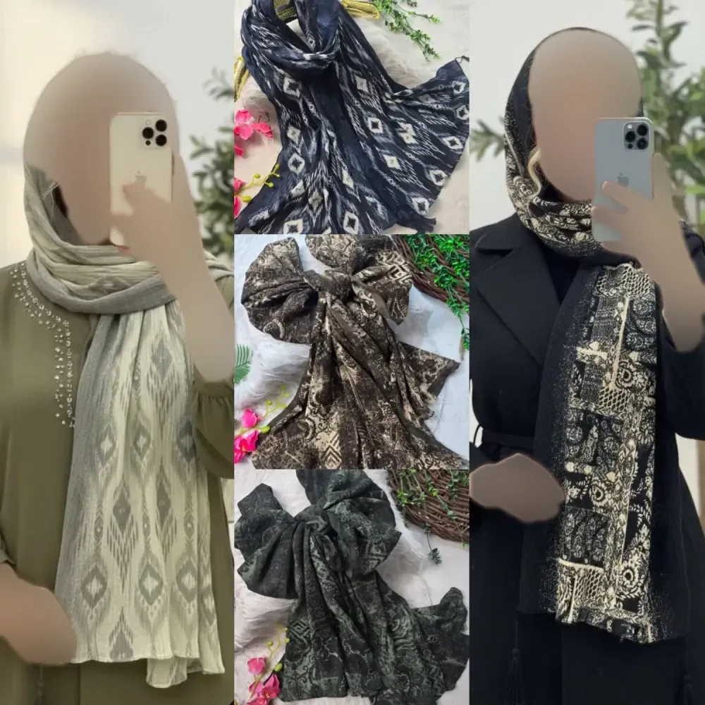 شال کریشه لوزی جنس برشکا کریشه سافت ابعاد 195 در 58 سانتیمتر