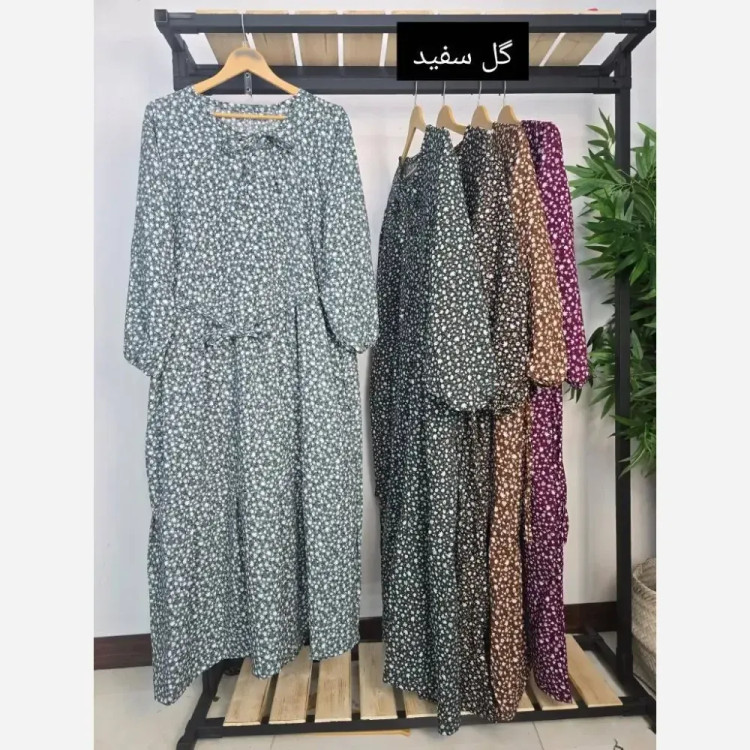 پیراهن ساحلی زنانه مدل گلسو فری سایز تا 48 جنس نخی و پفکی