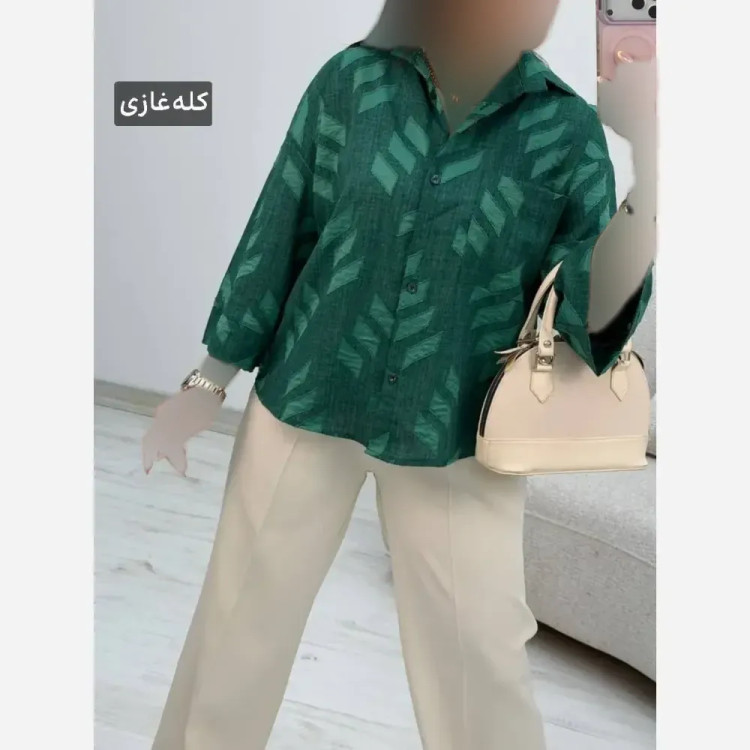 شومیز زنانه مدل باکسی جنس شانتون فری سایز 38 تا 46