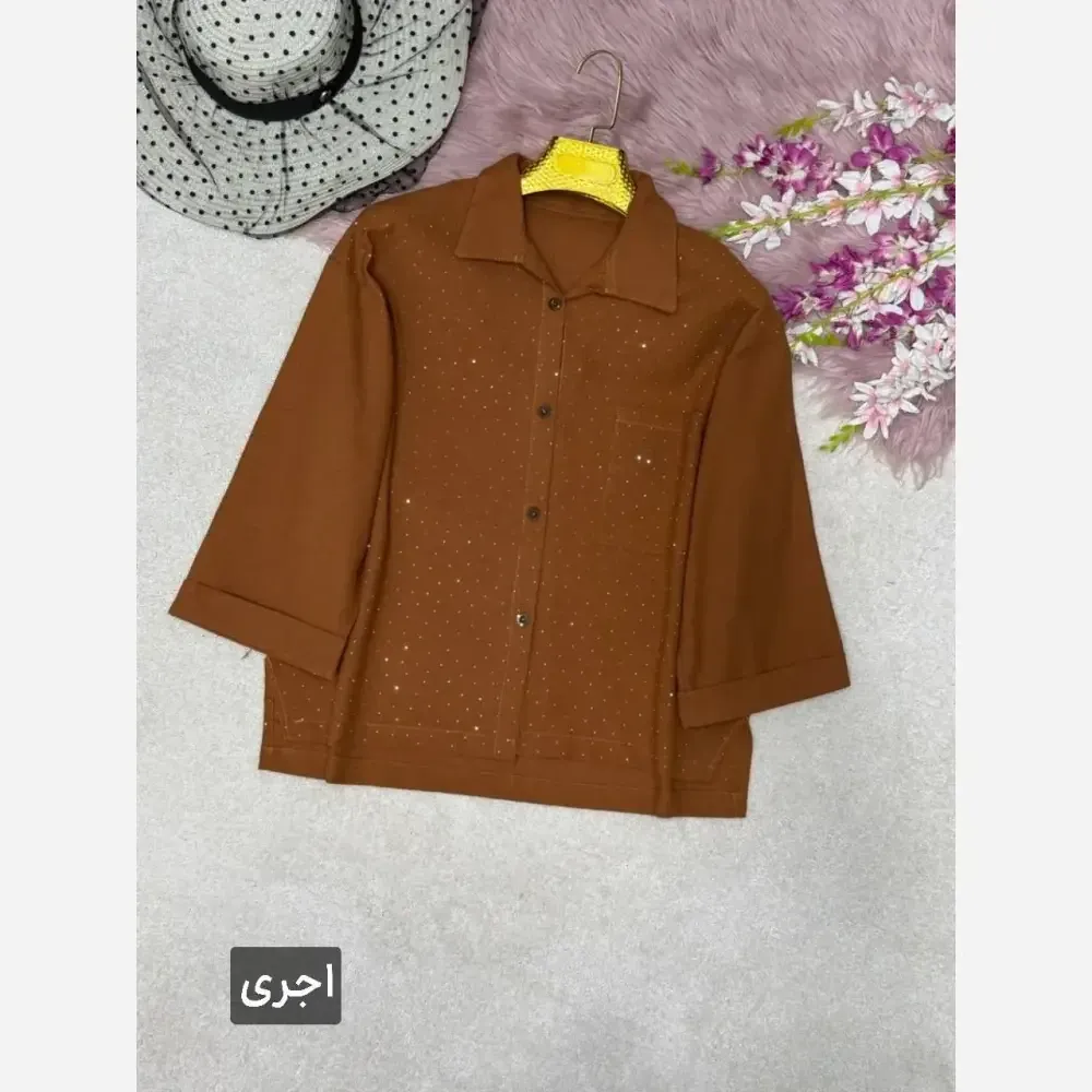 شومیز لنین آیسل نگین کوبی شده فری سایز 38 تا 46