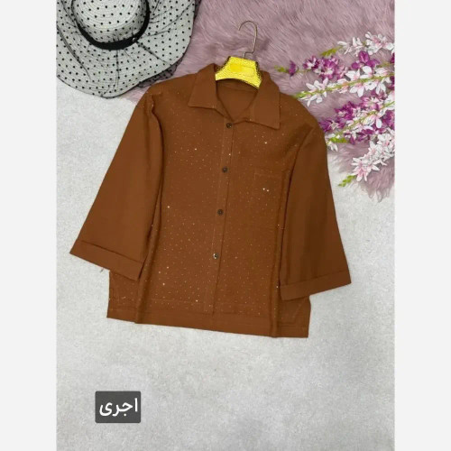 شومیز لنین آیسل نگین کوبی شده فری سایز 38 تا 46