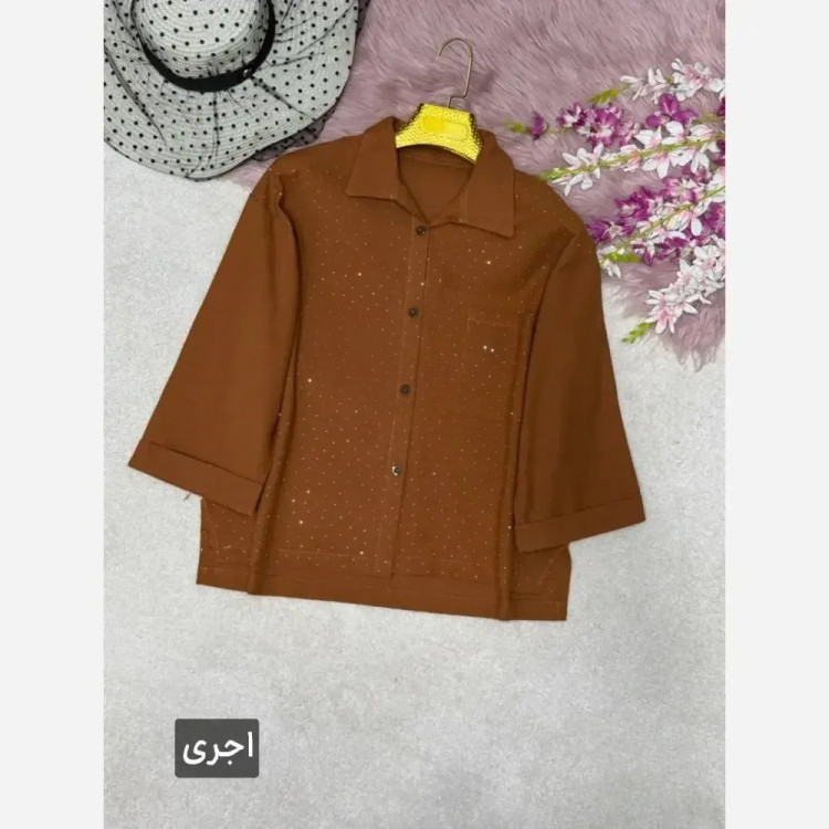 شومیز لنین آیسل نگین کوبی شده فری سایز 38 تا 46