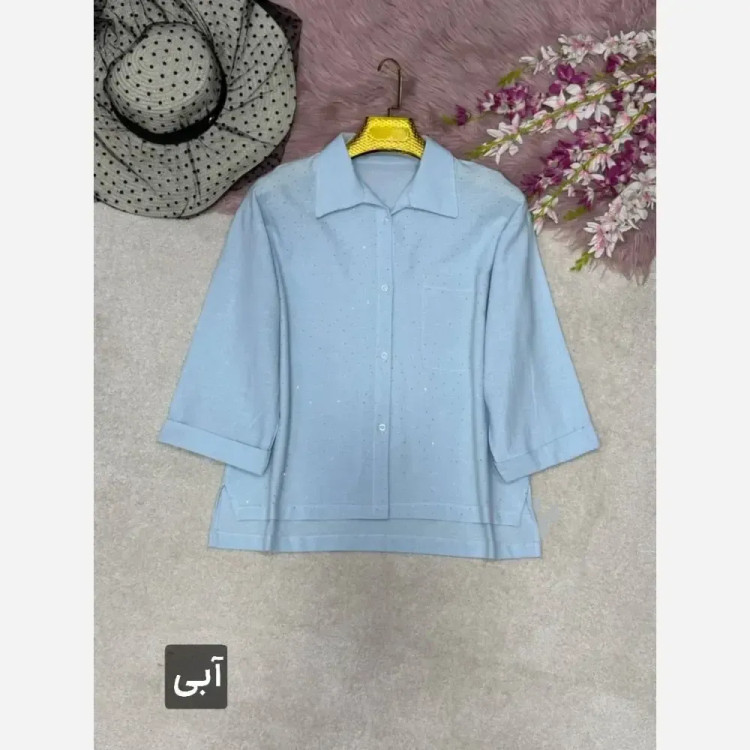 شومیز لنین آیسل نگین کوبی شده فری سایز 38 تا 46