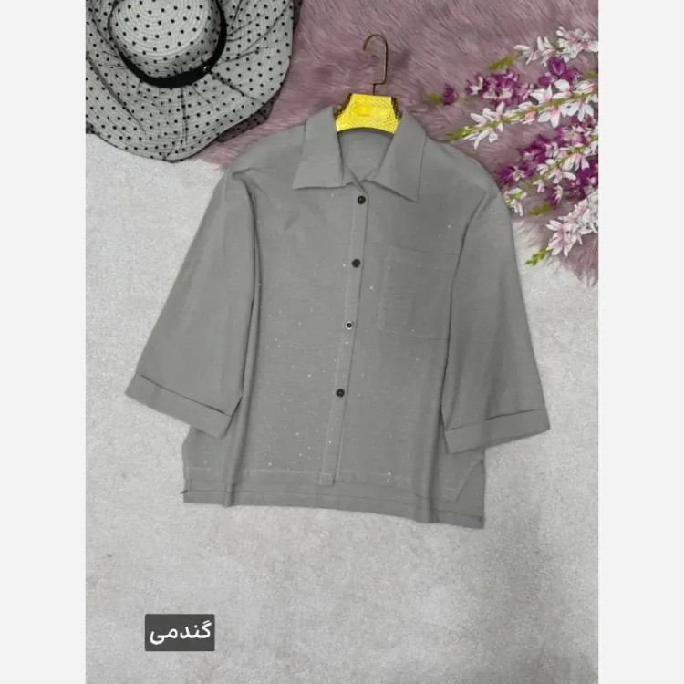 شومیز لنین آیسل نگین کوبی شده فری سایز 38 تا 46