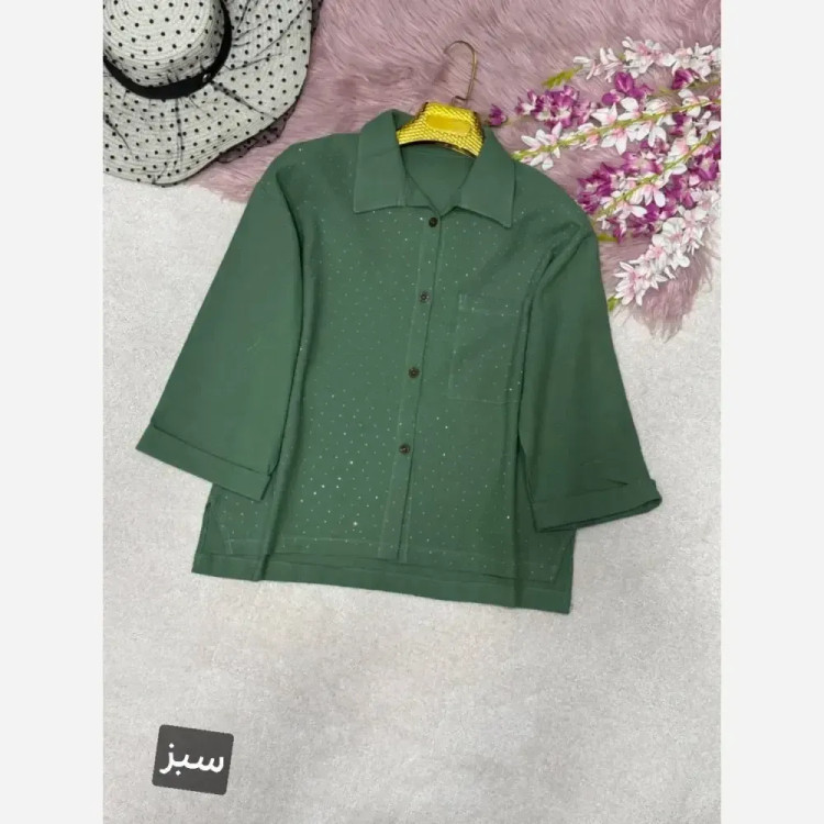 شومیز لنین آیسل نگین کوبی شده فری سایز 38 تا 46