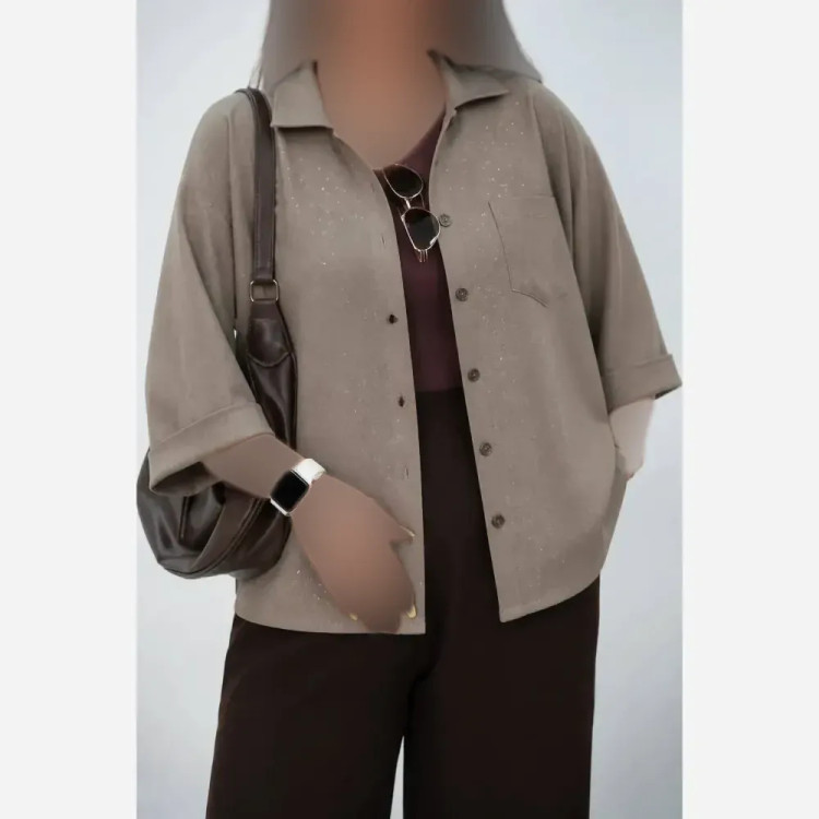 شومیز لنین آیسل نگین کوبی شده فری سایز 38 تا 46