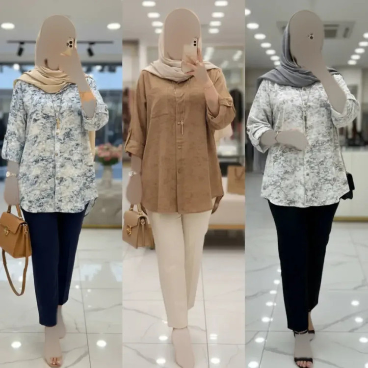 شومیز مانتویی زنانه مدل پرنیا جنس سوفیا ژاکارد