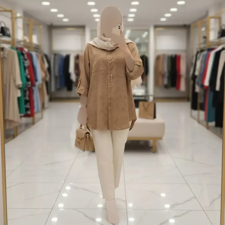 شومیز مانتویی زنانه مدل پرنیا جنس سوفیا ژاکارد
