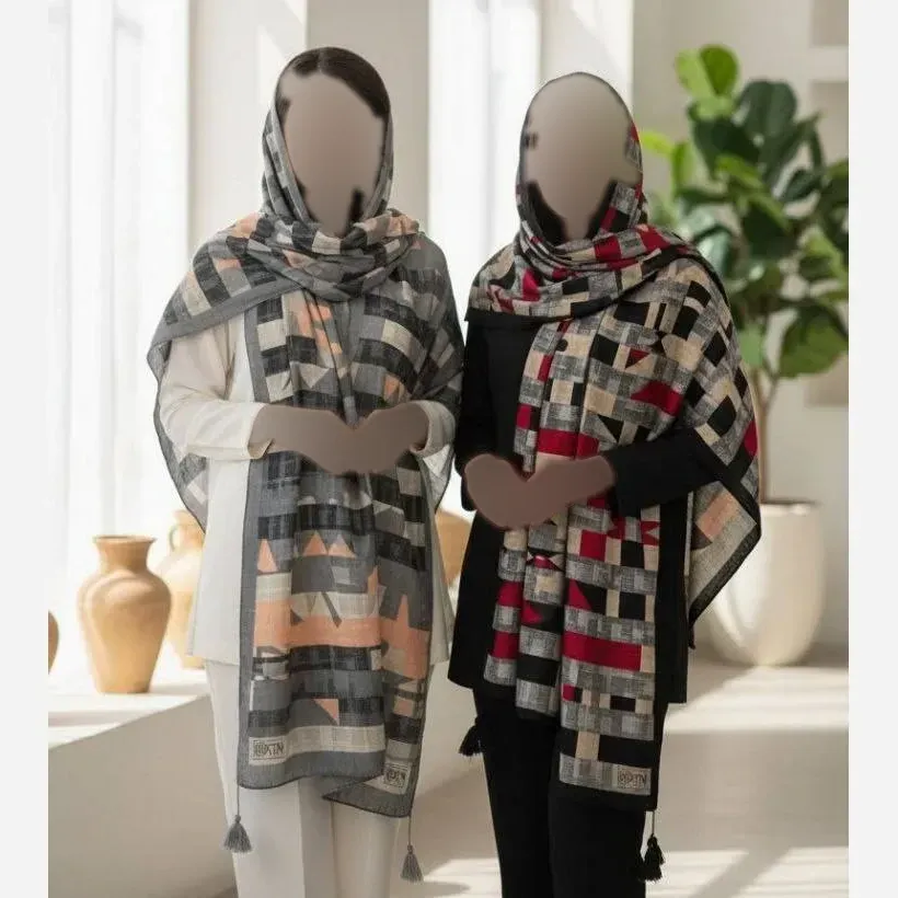 شال نخی ژاکارد مدل کیانا ابعاد 190 در 70 سانتیمتر
