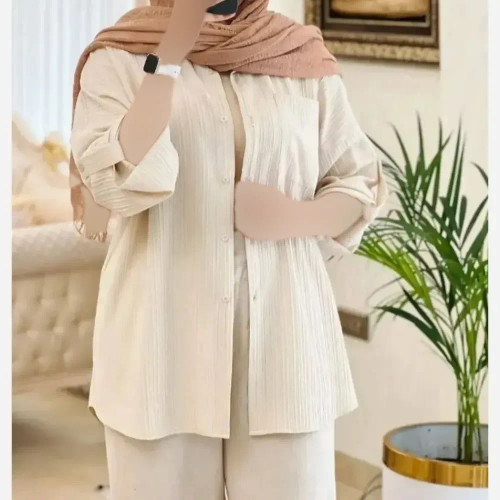 شومیز مانتویی کراش پاگن دار زنانه خنک تابستانی