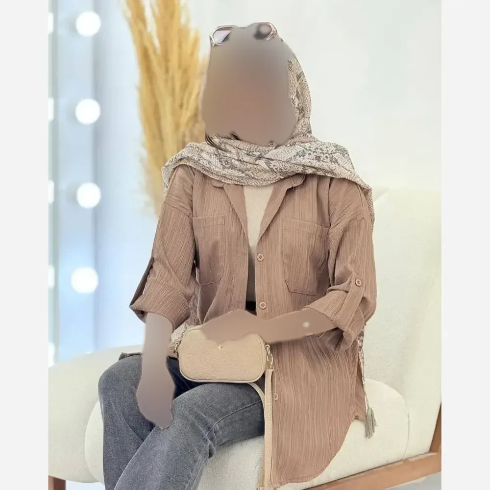 شومیز مانتویی کراش پاگن دار زنانه خنک تابستانی