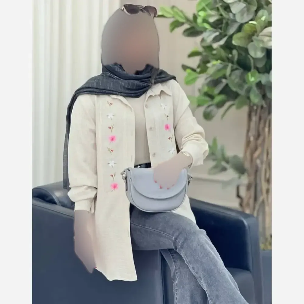 شومیز مانتویی گلدوزی شده زنانه جنس شانتون در رنگبندی متنوع