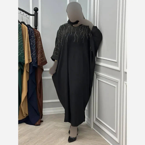 عبای زنانه مدل نگین آبشاری جنس الیزه فری سایز 38 تا 50