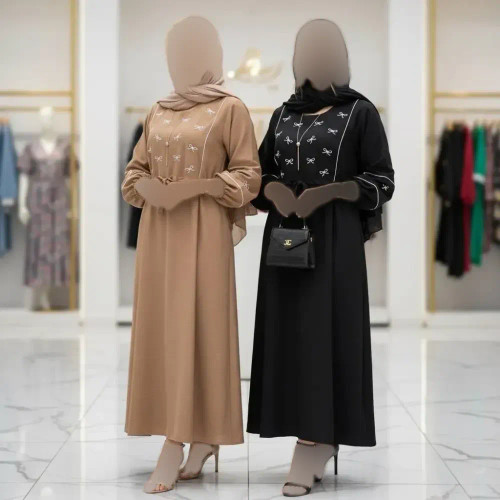 کفتان زنانه گلدوزی شده جنس بابوس فری سایز مدل پاپیونی
