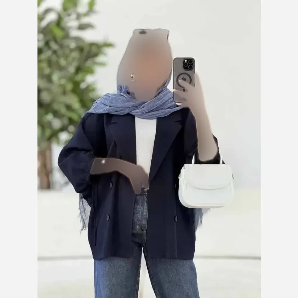 کت مانتویی آستین بندی زنانه جنس لنین شسته شده فری سایز مناسب 38 تا 48