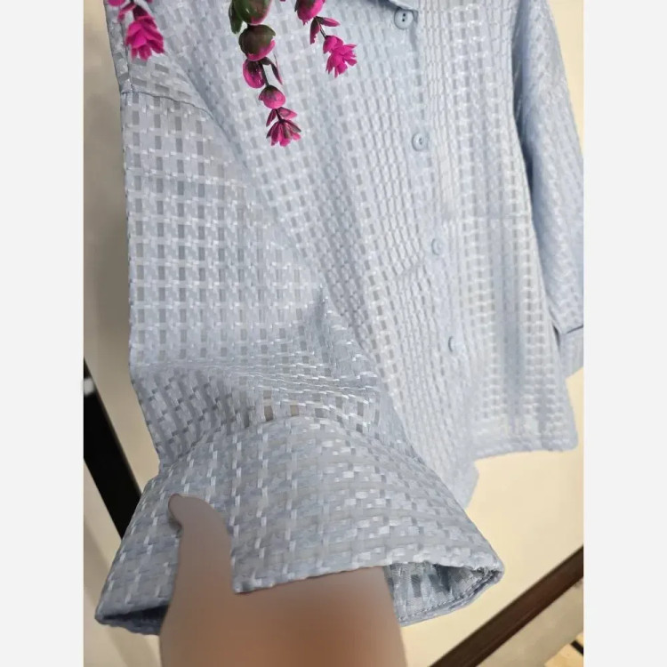 شومیز باکسی حصیری زنانه جنس ژاکارد ابریشم فری سایز 36 تا 46