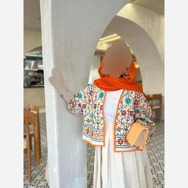 ست کت و دامن زنانه جنس لینن فری سایز تا 48
