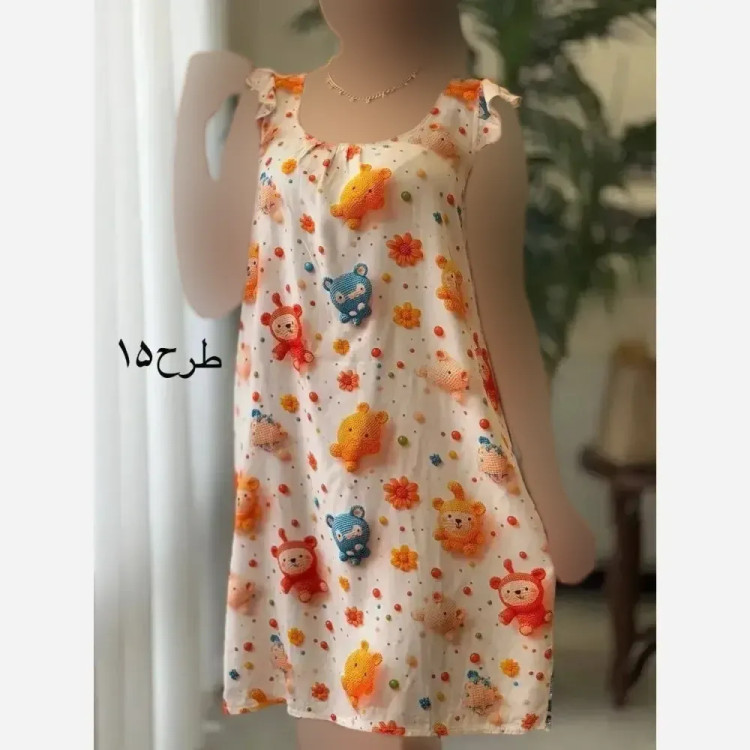 پیراهن ساحلی زنانه نخی خنک طرح سه بعدی فری سایز 38 تا 46