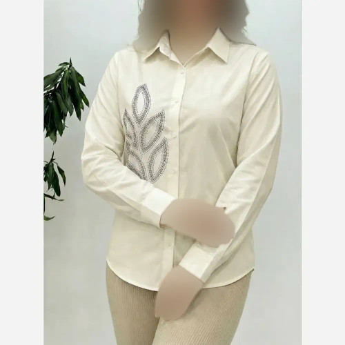 شومیز مجلسی زنانه جنس الیزه رنگ کرم سایز 38 تا 46
