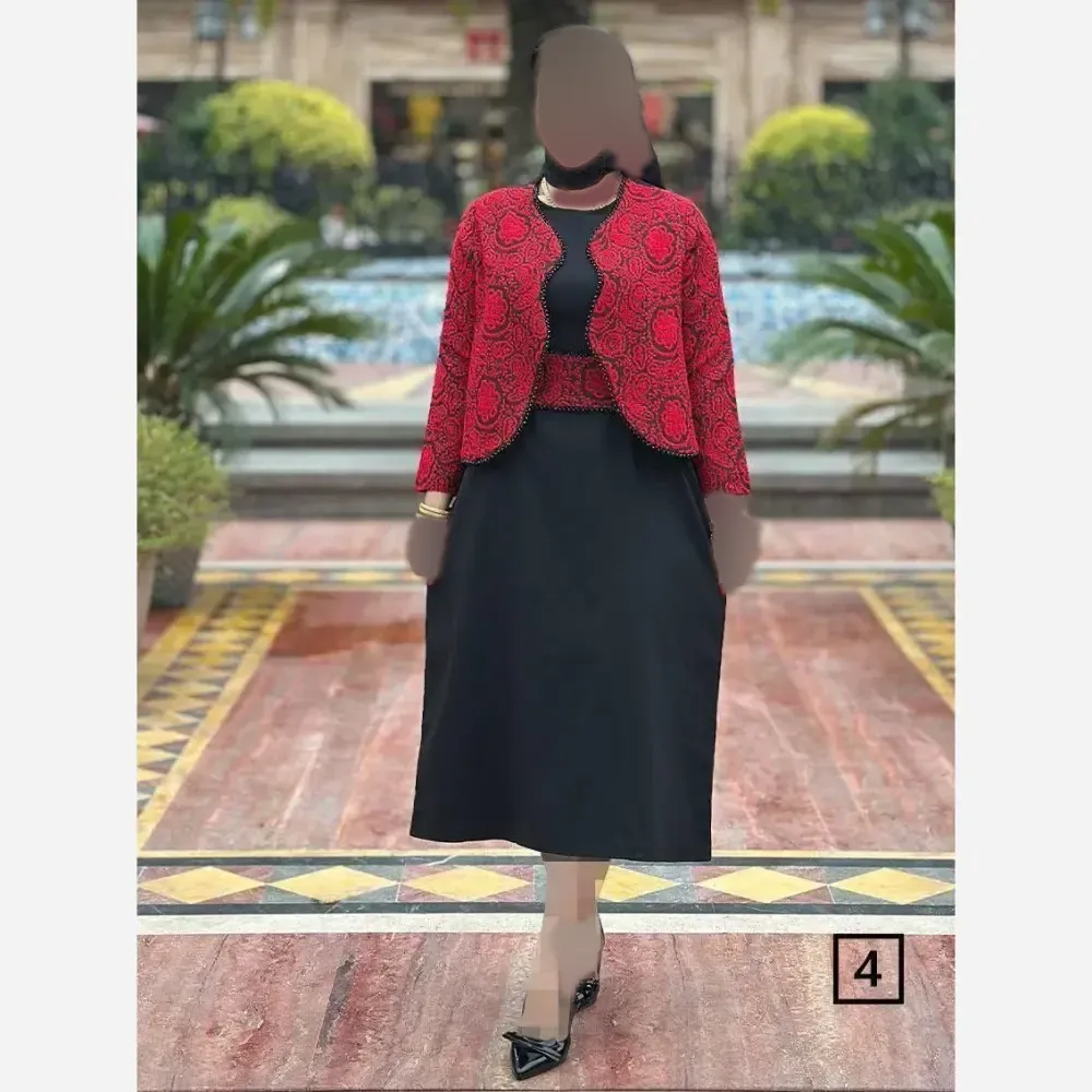 ست سارافن و کت زنانه مدل مهشاد جنس تافته سوزن دوزی و کتان پلاس فری سایز 38 تا 46
