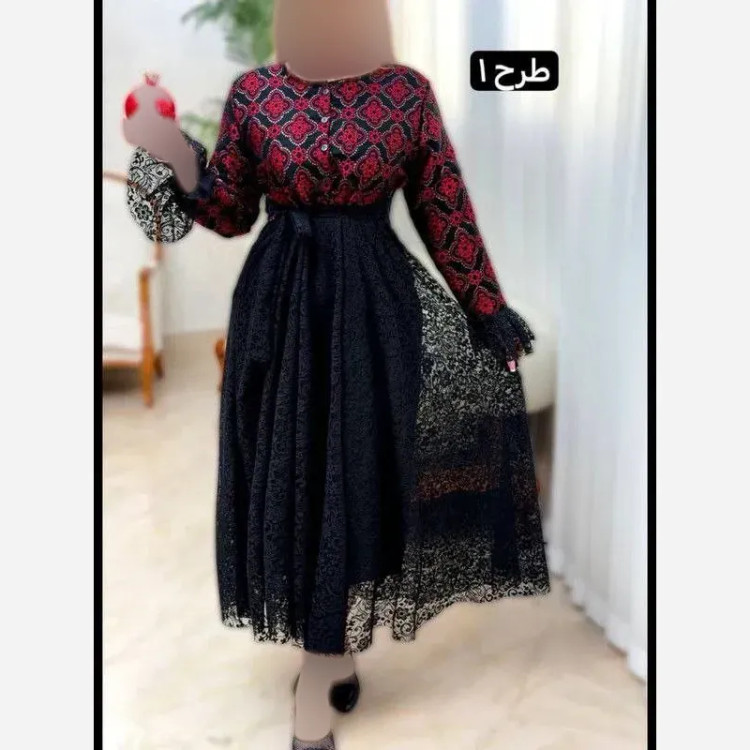 پیراهن زنانه مجلسی مدل فاخر جنس تافته و دانتل سایز 38 تا 46