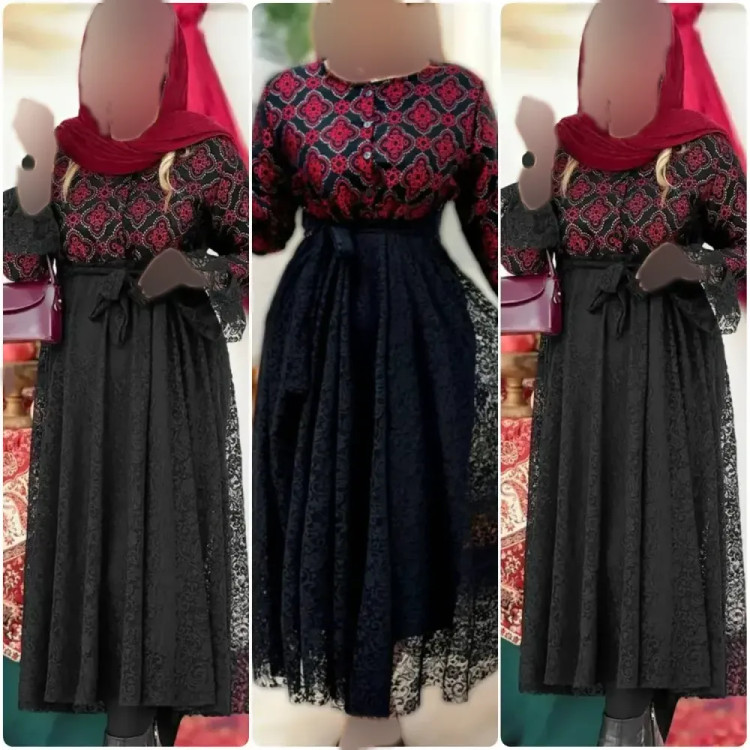 پیراهن زنانه مجلسی مدل فاخر جنس تافته و دانتل سایز 38 تا 46