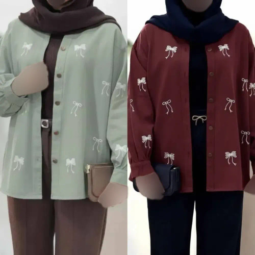 شومیز مانتویی گلدوزی شده زنانه جنس شانتون در 8 رنگ متنوع