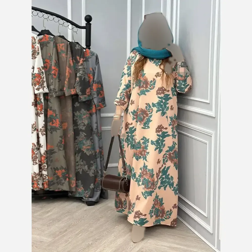 پیراهن زنانه مدل مینا جنس لنین ایتالیایی فری سایز 38 تا 48