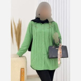 شومیز زنانه مدل ریحان جنس الیاف طبیعی رنگ سبز روشن سایز فری 36 تا 46