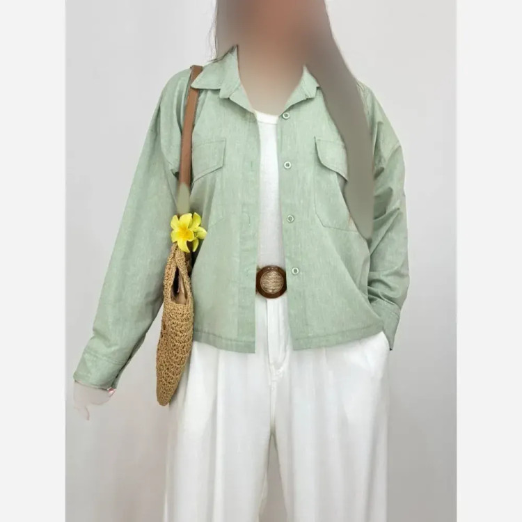 شومیز لینن باکسی دو جیب زنانه فری سایز 36 تا 46