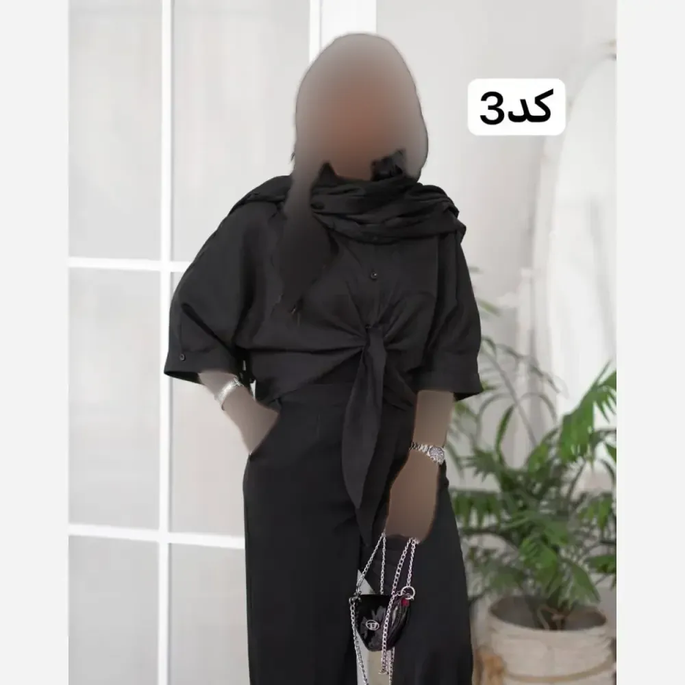 شومیز زنانه مدل گره ای جنس الیزه رنگ مشکی فری سایز 36 تا 46