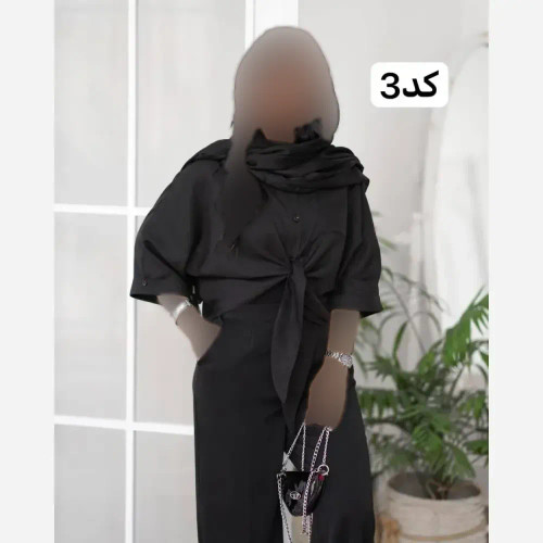 شومیز زنانه مدل گره ای جنس الیزه رنگ مشکی فری سایز 36 تا 46